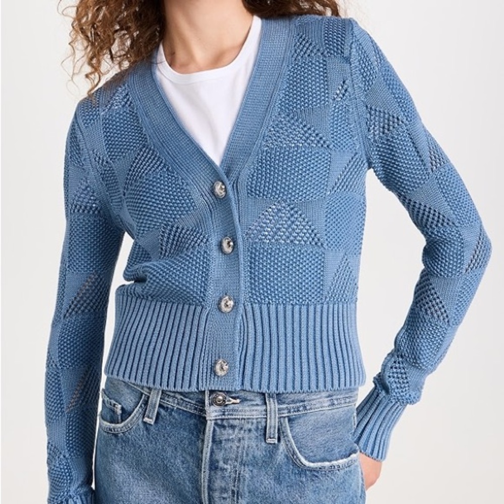 Veronica Beard Mirembe Cardigan Blue Knit Size Small